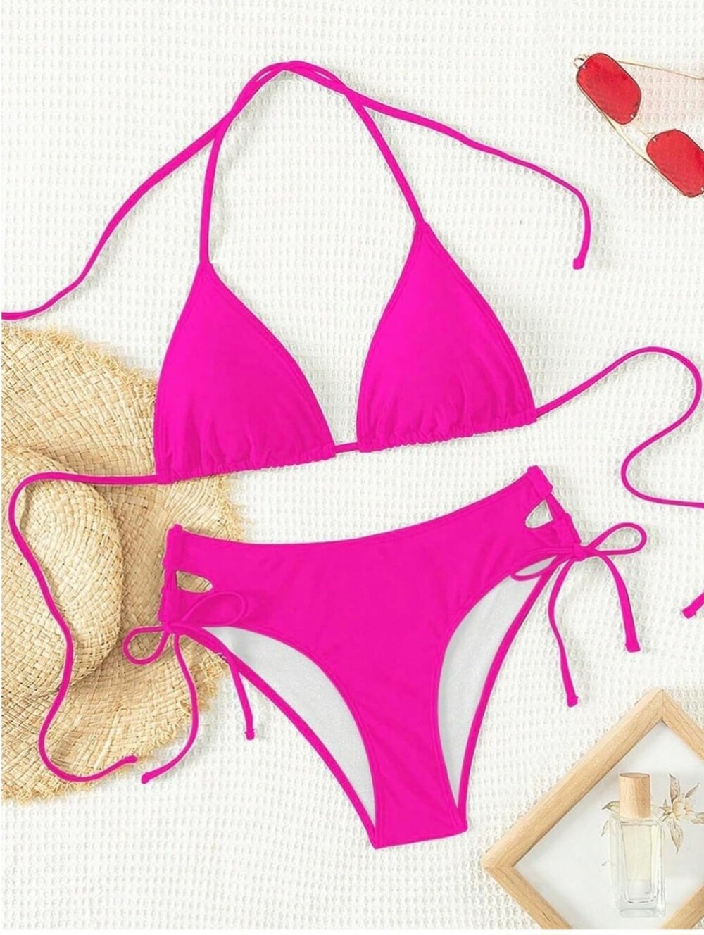 Pink Notched Bikini Swimsuit